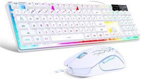 img 4 attached to 🎮 Gaming Keyboard and Mouse Combo - K1 LED Rainbow Backlit Keyboard with 104 Keys for PC/Laptop (White) - Enhance Your Gaming Experience