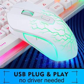 img 3 attached to 🎮 Gaming Keyboard and Mouse Combo - K1 LED Rainbow Backlit Keyboard with 104 Keys for PC/Laptop (White) - Enhance Your Gaming Experience
