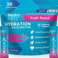 💧 hydromate electrolyte powder packets: fast dehydration relief, hangover recovery & hydration accelerator with vitamin c - berry fruit fusion flavor (30 sticks) logo