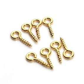 img 3 attached to 📎 200pcs Sturdy Gold Tone Screw Eye Pin Bail Peg by Linsoir Beads - 4X10mm Metal