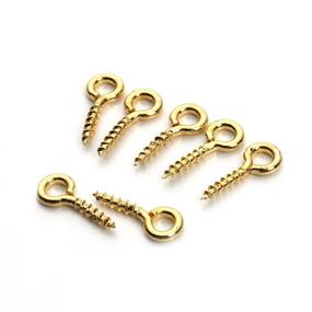 img 2 attached to 📎 200pcs Sturdy Gold Tone Screw Eye Pin Bail Peg by Linsoir Beads - 4X10mm Metal