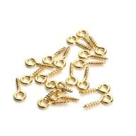 📎 200pcs sturdy gold tone screw eye pin bail peg by linsoir beads - 4x10mm metal logo