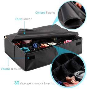 img 2 attached to MIFXIN 30 Cell Underwear Socks Organizer Drawer Divider - Foldable Storage Box Bin for Socks, Underwear, Ties - with Dust Proof Lid - Black