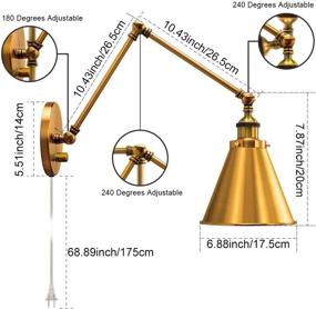 img 3 attached to 🛋️ Латунные светильники настенного крепления для кровати в спальне - с розеткой и выключателем, настенный бра (2 света)