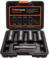 thinkwork lug nut remover extractor tool set - 5-piece metric bolt & lug nut extractor socket tools logo