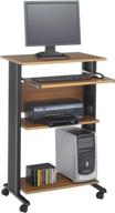 safco products muv 45"h stand-up desk fixed height computer workstation with keyboard shelf in medium oak finish логотип