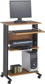img 4 attached to Safco Products Muv 45"H Stand-Up Desk Fixed Height Computer Workstation with Keyboard Shelf in Medium Oak Finish