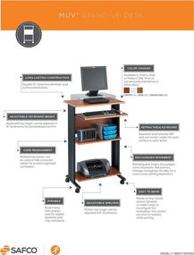 img 1 attached to Safco Products Muv 45"H Stand-Up Desk Fixed Height Computer Workstation with Keyboard Shelf in Medium Oak Finish