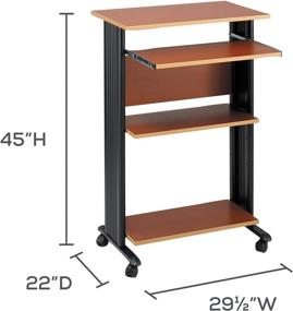 img 2 attached to Safco Products Muv 45"H Stand-Up Desk Fixed Height Computer Workstation with Keyboard Shelf in Medium Oak Finish