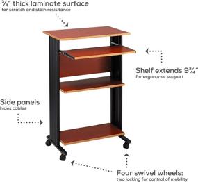 img 3 attached to Safco Products Muv 45"H Stand-Up Desk Fixed Height Computer Workstation with Keyboard Shelf in Medium Oak Finish