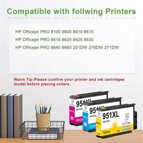 img 3 attached to Miss Deer Compatible Ink Cartridge Replacement for HP 951 XL Combo Pack - Officejet 🖨️ Pro 8600 8610 8620 8100 8630 8660 8640 8615 8625 (1 Cyan 1 Magenta 1 Yellow)