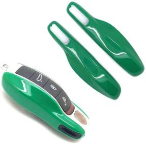 img 4 attached to Carmonmon Smart Protectors Keyless Remote Key Cases Shell Car Key Case Platic Cover Case Cover Side Blades For Porsche Cayenne Panamera (Green)