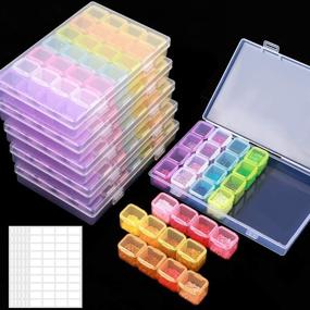 img 4 attached to SGHUO 168 Slots - 6 Pack 28 Grids Diamond Painting Storage Cases with Label Stickers - Multicolour DIY Art Craft and Bead Organizer