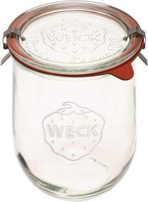 img 3 attached to 🍞 Weck 745 Clear Starter Jar - Large Glass Jar for Sourdough - 1L Tulip Jar with Glass Lid and Wide Mouth - Includes Lid, Rubber Seal, and Steel Clips