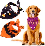 🐶 uratot set of 3 halloween dog bandanas – washable pet bibs kerchief costumes accessories логотип