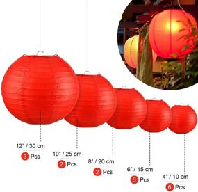 img 3 attached to 🏮 18-Piece Round Chinese Paper Lantern Set - 4/6/8/12 Inch Hanging Chinese Paper Lanterns for Halloween Christmas Party Decorations - Red, 4/6/8/10/12 Inch Paper Lamps