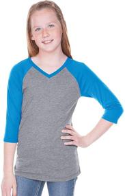 img 1 attached to 🧡 Girls' Kavio Jersey Contrast Raglan V-Neck Orange Clothing, Tops, Tees & Blouses