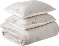 chic home queen size grey comforter set - 3 piece josepha pinch pleated ruffled & pintuck design with sherpa lining logo