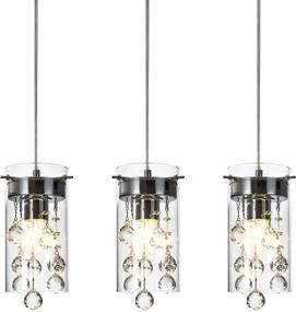 img 2 attached to Wtape 3-Light Glass &amp; Crystal Chandelier Pendant Light, Decorative Pendant Lighting with Adjustable 55.05&#39;&#39; Cord for Kitchen, Bedroom, and Hallway