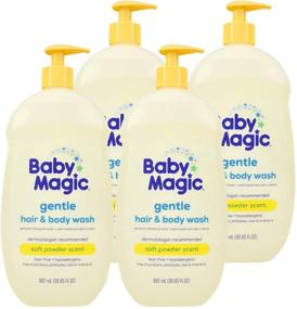 img 4 attached to Baby Magic 30oz Gentle Hair and Body Wash with Calendula Oil and Coconut - Pack of 4, Soft Powder Scent