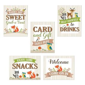 img 4 attached to 🌿 Lillian Rose 5-Piece Woodland Baby Shower Decor Signs Set