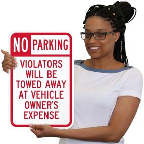 img 1 attached to SmartSign - T1-1061-HI_12X18 No Parking - Violators Towed Sign By