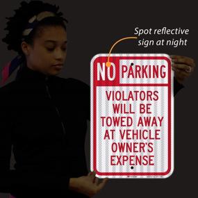 img 2 attached to SmartSign - T1-1061-HI_12X18 No Parking - Violators Towed Sign By