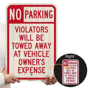 img 4 attached to SmartSign - T1-1061-HI_12X18 No Parking - Violators Towed Sign By