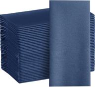 🔵 linen-feel navy paper napkins – elegant 100 decorative cloth-like dinner napkins for kitchen, bathroom, parties, weddings, dinners or events logo