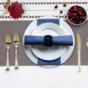 img 1 attached to 🔵 Linen-Feel Navy Paper Napkins – Elegant 100 Decorative Cloth-Like Dinner Napkins for Kitchen, Bathroom, Parties, Weddings, Dinners or Events