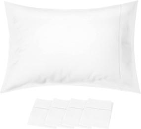 img 4 attached to Soft Brushed Microfiber Wrinkle Resistant Luxury King Pillow Case 4 Pack White by Beckham Hotel Collection