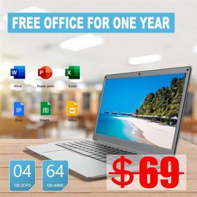 img 3 attached to 💻 13.3" Full HD Windows 10 Laptop, 1920 x 1080 Resolution, Lightweight 4GB RAM, Dual Band 5GHz WiFi for Faster Internet Speeds, Intel Celeron Processor, USB 3.0, Bluetooth, 64GB Storage (Includes Free 1-Year Office Subscription)