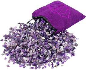 img 4 attached to SUNYIK Natural Amethyst Tumbled Chip Stone: Third Eye Chakra Crystal Pillow for Healing Reiki - Sphere Sculpture Figurine Point Display Stand