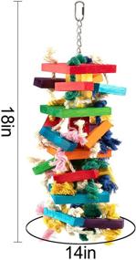 img 3 attached to MEWTOGO Extra Large Bird Parrot Toys: Colorful Wooden Blocks for Tearing - Perfect for Cockatoos, African Grey Macaws, and Amazon Parrots