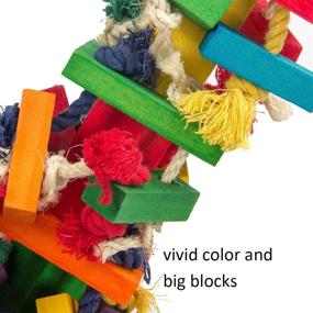 img 2 attached to MEWTOGO Extra Large Bird Parrot Toys: Colorful Wooden Blocks for Tearing - Perfect for Cockatoos, African Grey Macaws, and Amazon Parrots