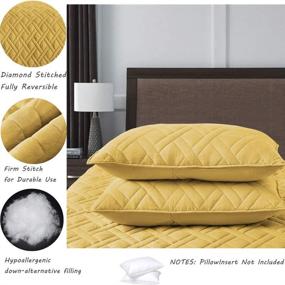 img 1 attached to 🛏️ Yellow Queen Size Quilt Set: Classic Geometric Diamond Stitched Pattern, Ultra Soft Lightweight Bedspread Coverlet for All Season - Includes 1 Quilt and 2 Shams