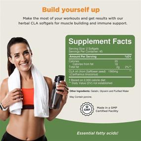 img 1 attached to CLA Safflower Oil Supplement for Lean Muscle Mass - Conjugated Linoleic Acid (CLA) Pre Workout Supplement for Men and Women - Natural Muscle Builder with Essential Fatty Acids - 1560mg CLA Supplements