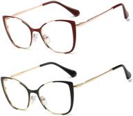 👓 2 pack women's bifocal reading glasses with fashionable cat design - blue light blocking, anti-glare, uv400 - effective eyestrain reduction logo