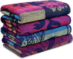 img 3 attached to 🏖️ Extra-Large Set of 4 Oversized Terry Cabana Beach & Hotel Pool Towels, 100% Yarn Dye Cotton for High Absorbency, Quick Drying, Vibrant Colors, All-Season Multicolor Towels (30 X 60 inches)
