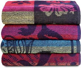 img 4 attached to 🏖️ Extra-Large Set of 4 Oversized Terry Cabana Beach & Hotel Pool Towels, 100% Yarn Dye Cotton for High Absorbency, Quick Drying, Vibrant Colors, All-Season Multicolor Towels (30 X 60 inches)