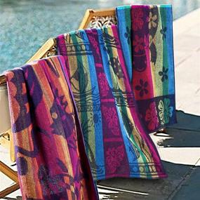img 2 attached to 🏖️ Extra-Large Set of 4 Oversized Terry Cabana Beach & Hotel Pool Towels, 100% Yarn Dye Cotton for High Absorbency, Quick Drying, Vibrant Colors, All-Season Multicolor Towels (30 X 60 inches)