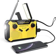 📻 emergency radio with solar hand crank, led flashlight, reading lamp – portable am/fm/wb weather radio with 3000mah power bank usb charger and sos alarm for home, camping, survival, household, outdoor logo