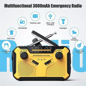 img 1 attached to 📻 Emergency Radio with Solar Hand Crank, LED Flashlight, Reading Lamp – Portable AM/FM/WB Weather Radio with 3000mAh Power Bank USB Charger and SOS Alarm for Home, Camping, Survival, Household, Outdoor