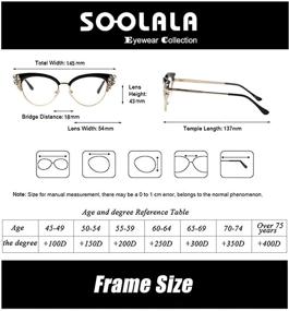 img 3 attached to ✨ Sleek and Sparkling: SOOLALA Womens Rhinestones Cateye Reading Glass Eyeglass Frame for Style and Clarity