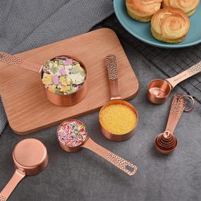 img 1 attached to 🌹 Professional Rose Gold Measuring Cups Set - Complete 5 Piece Stainless Steel Measurer Cups for Accurate Ingredients Measurement - Ideal for Liquid or Dry Ingredients, Heavy Duty Solid Design - Elegant Gold Color