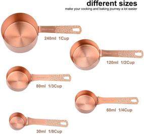 img 3 attached to 🌹 Professional Rose Gold Measuring Cups Set - Complete 5 Piece Stainless Steel Measurer Cups for Accurate Ingredients Measurement - Ideal for Liquid or Dry Ingredients, Heavy Duty Solid Design - Elegant Gold Color