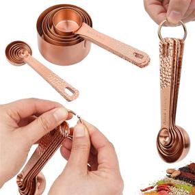 img 2 attached to 🌹 Professional Rose Gold Measuring Cups Set - Complete 5 Piece Stainless Steel Measurer Cups for Accurate Ingredients Measurement - Ideal for Liquid or Dry Ingredients, Heavy Duty Solid Design - Elegant Gold Color