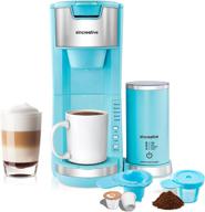 ☕️ blue sincreative coffee maker with milk frother - compact fast brew single serve cappuccino latte coffee machine - compatible with k cup pod or ground coffee - brew size 6-14oz logo