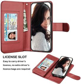 img 2 attached to 👜 Njjex iPhone 12 Pro Wallet Case: 9 Card Slots, PU Leather, Kickstand, Magnetic Closure, Wine Red