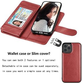 img 1 attached to 👜 Njjex iPhone 12 Pro Wallet Case: 9 Card Slots, PU Leather, Kickstand, Magnetic Closure, Wine Red